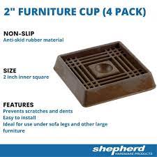 shepherd hardware 9076 square cushioned rubber caster cups brown 2 1 8 4 count