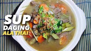 Sup tulang ala thai terlajak sedap. Resepi Sup Daging Ala Thai Youtube