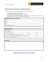 Microsoft Word Security Incident Report Template With Form Pdf Plus