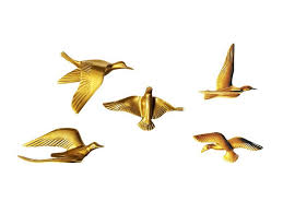 Aluminium Golden Metal Flying Birds