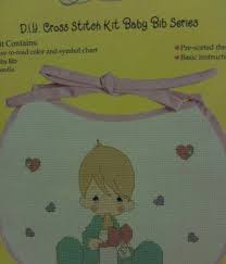Lovely Cross Stitch Precious Moments Baby Bib Tissue Bag