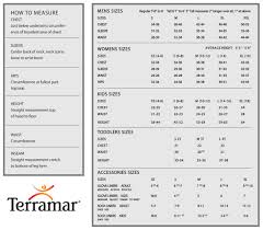 Terramar Size Charts