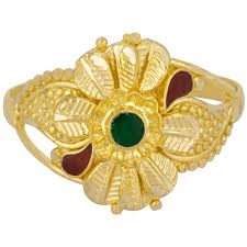 vibrant fl leafy shaped gold rings