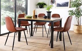 Shop wayfair for all the best black kitchen & dining room sets. Milton Painted Black And Oak Dining Table With 4 Brooklyn Tan Leather Chairs Black Legs Furniture And Choice