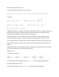 math 151 review problems for 5 7 6 2 a