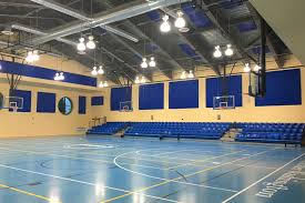 indoor basketball court for vaccine shots