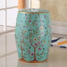Chinese Ceramic Drum Stool Flower And