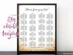 Printable Seating Chart Editable Template In Gold Glitter