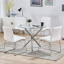 Round Glass Dining Table Sets Kitchen
