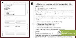 Solving Linear Equations With Variables