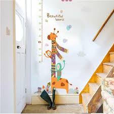 Cutie Art Draw Giraffe Kids Height Measure Wall Sticker For Children Room Growth Chart Diy Mural Nursery Home Decals Wallpaper