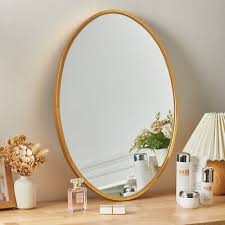 Oval Wall Mounted Mirror Gold Black
