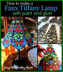faux tiffany lamp with paint and glue