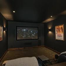 75 Home Theater With Black Walls Ideas