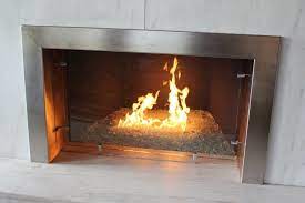 Gas Fireplace With Crushed Glass Embers