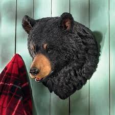 Black Bear Head Mascot Trophy Wall