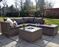 Grey Rattan Outdoor Corner Sofa Set