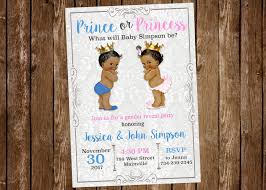 Prince Princess Gender Reveal Invitation Any Skin Tone Digital Or Printed