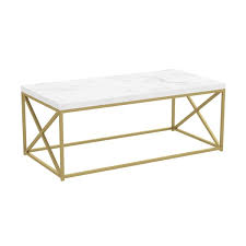Marble Finish Top Coffee Table Gold