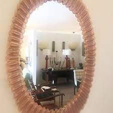 Large Oval Pink Murano Glass Mirror