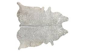 zephyr gray speckled silver cowhide rug