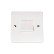 Click Mode Cma012 2 Gang 2 Way 10 Ax Double Light Switch Brilliant White Plastic