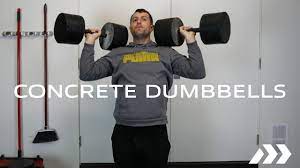 home gym builds concrete dumbbells