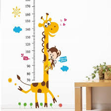 Kids Height Chart Wall Sticker Decor Cartoon Giraffe Height Ruler Wall Stickers Home Room Decoration Wall Art Sticker Poster Wall Decal Sale Wall
