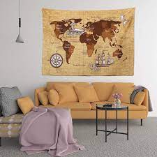 Old World Map Fabric Wall Tapestry 40x60