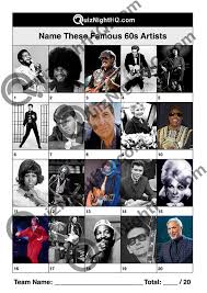 The 1960s was a time of radical change in america. Famous Musicians 008 60s Artists Quiznighthq