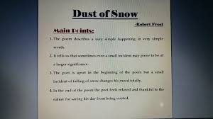 cl 10 dust of snow main points