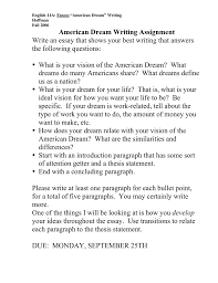 american dream writing assignment the following questions 