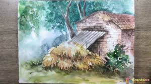 watercolor scenery drawing easy