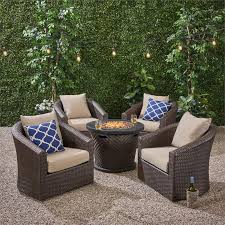 Swivel Chair Set With Fire Pit