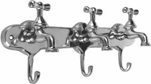 quirky tap design 3 hooks silver wall