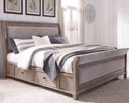 A california king mattress is 72 inches wide and 84 inches long. The Challene Gray 4 Pc California King Upholstered Bed With 4 Storage Drawers Available At Furniture Connection Serving Clarksville Tennessee And Ft Campbell Kentucky