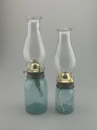Aqua Mason Jar Oil Lamp Quart Or Pint