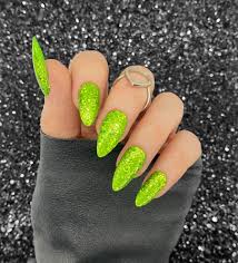 lime green nail glitter lecenté gel
