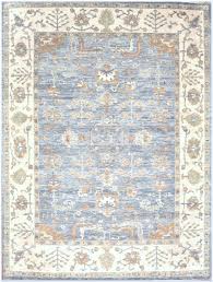 new hand knotted wool blue oushak rug