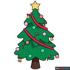 how to draw a cartoon christmas tree