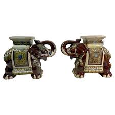 Glazed Ceramic Elephants 1960 Set Of