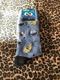 Details About Nwt Designer Fun Funky Socks Sesame Street Cookie Monster Men S Size 10 13