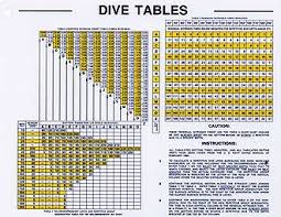 Waterproof Dive Tables For Charting Depth And Time Chart For Scuba Dive Divin