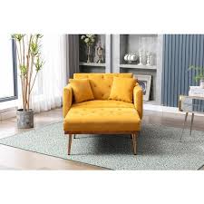 Mango Color Velvet Chaise Lounge Chair
