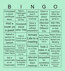 are you a toastmaster bingo card