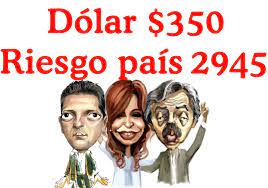 𝕄𝕒𝕣𝕚́𝕒 𝕕𝕖 𝔸𝕔𝕒́ on Twitter: "Dólar Cristina Fernández de Kirchner,  Alberto Fernández y Sergio Massa: $ 350 Riesgo país: 2945 #CRISIStina  https://t.co/0J23k9UlEG" / Twitter
