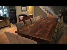reclaimed wood trestle tables finished