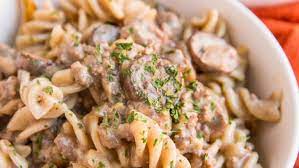 dairy free ground beef stroganoff