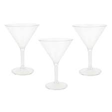 3 Acrylic Martini Cocktail Glass Drink