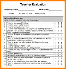 Teacher Evaluation Form Teacher Evaluation Teacher